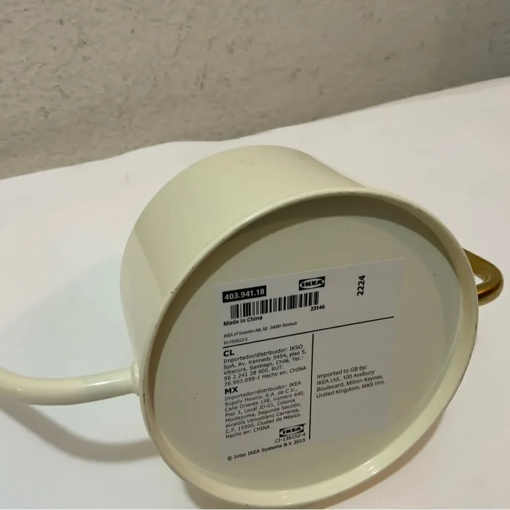 New IKEA VATTENKRASSE Watering Can Ivory/gold 30 oz 403.941.18